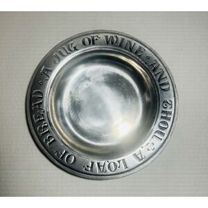 Vintage Wilton Armetale 9 1/4 Pewter Plate A Loaf of Bread, A Jug of Wine & Thou